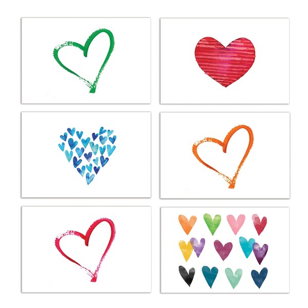 Better Office Products All Occasion Greeting Cards & Envs, 4in. x 6in. 6 Contemporary Heart Designs, Blank Inside, 100PK 64563 - main